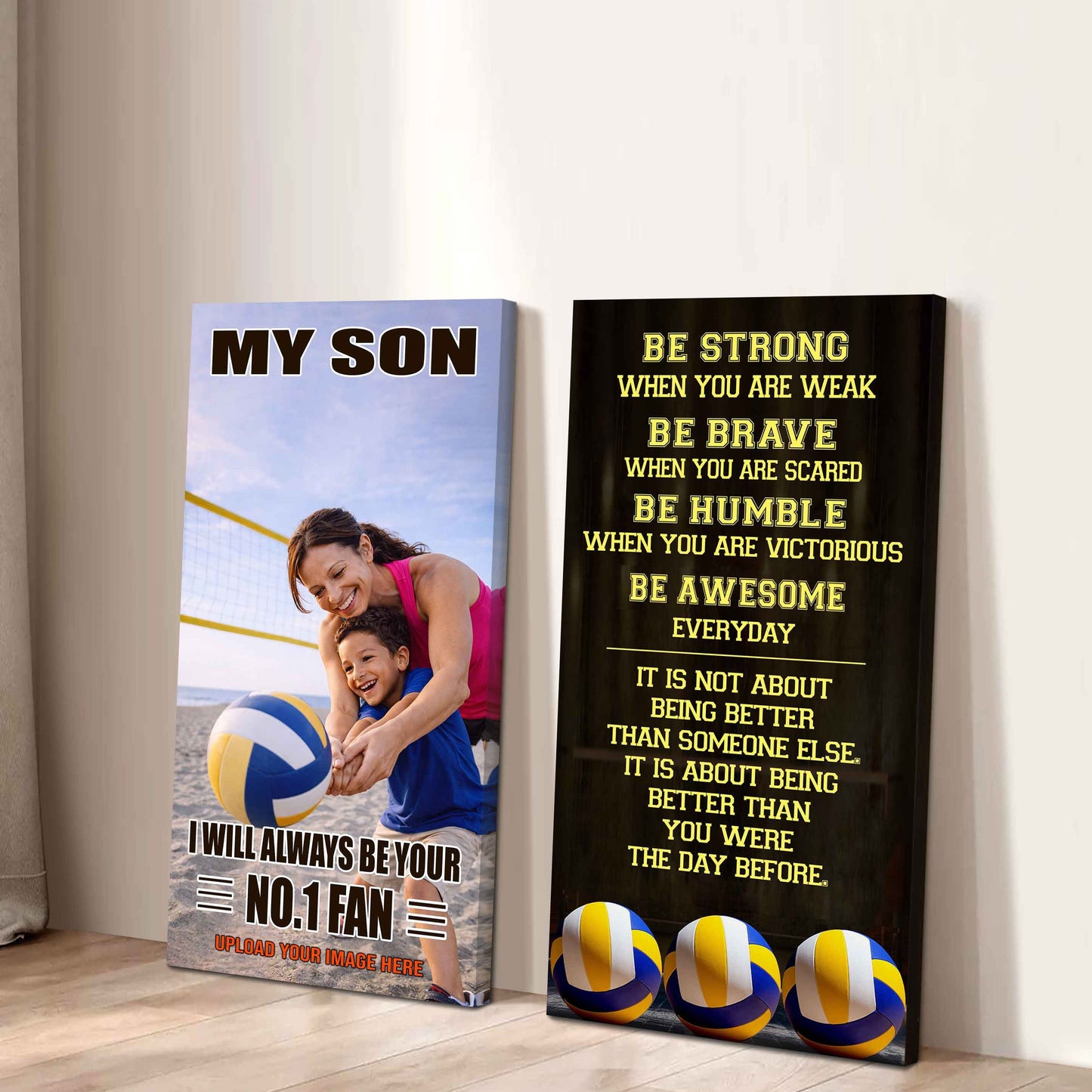 Baseball-My Son Be Strong When You Are Weak Be Awesome Everyday Set 2 Canvas Wall Art From Mom To Son