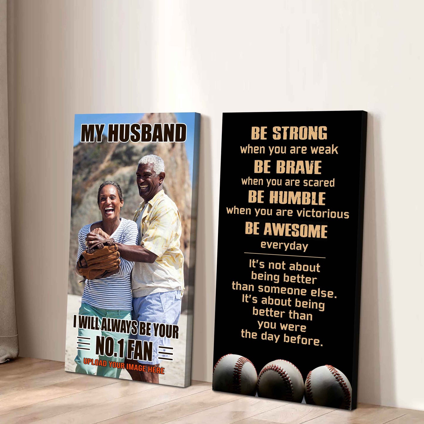 Sport Couple To My Husband Be Strong When You Are Weak Be Awesome Everyday Set 2 Canvas Wall Art
