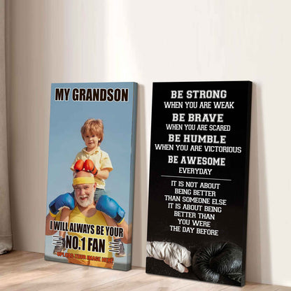 Baseball- My Grandson Be Strong When You Are Weak Be Awesome Everyday Set 2 Canvas Wall Art From Grandpa To Grandson