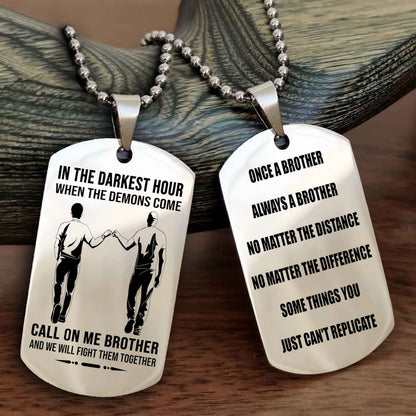 Viking Customizable engraved dog tag double sided gift from brother Once A Brother Always A Brother