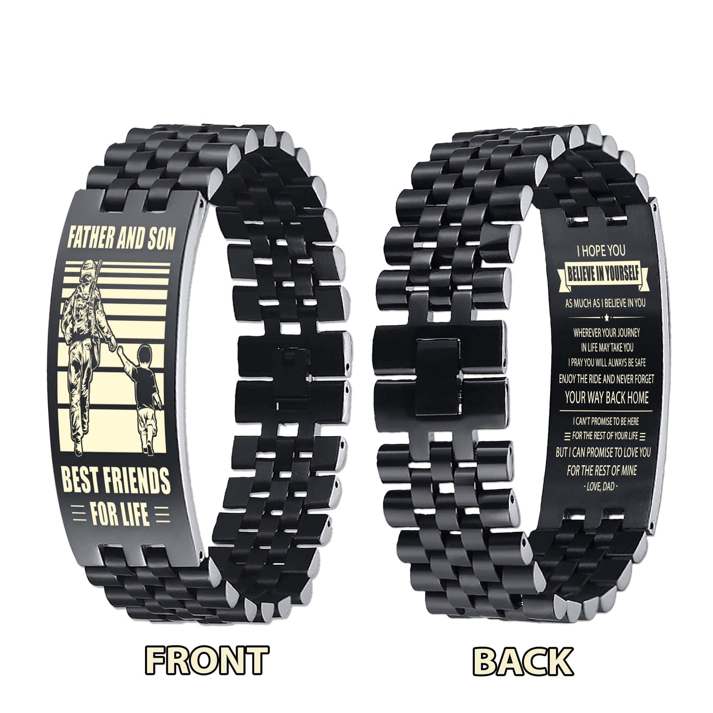 nvl biker personalized double sided bracelet father and son best friends for life - message on the back side