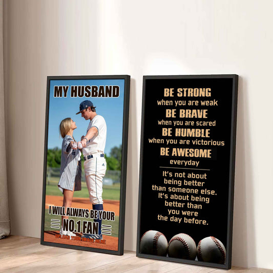 Baseball- Couple To My Husband Be Strong When You Are Weak Be Awesome Everyday Set 2 Canvas Wall Art