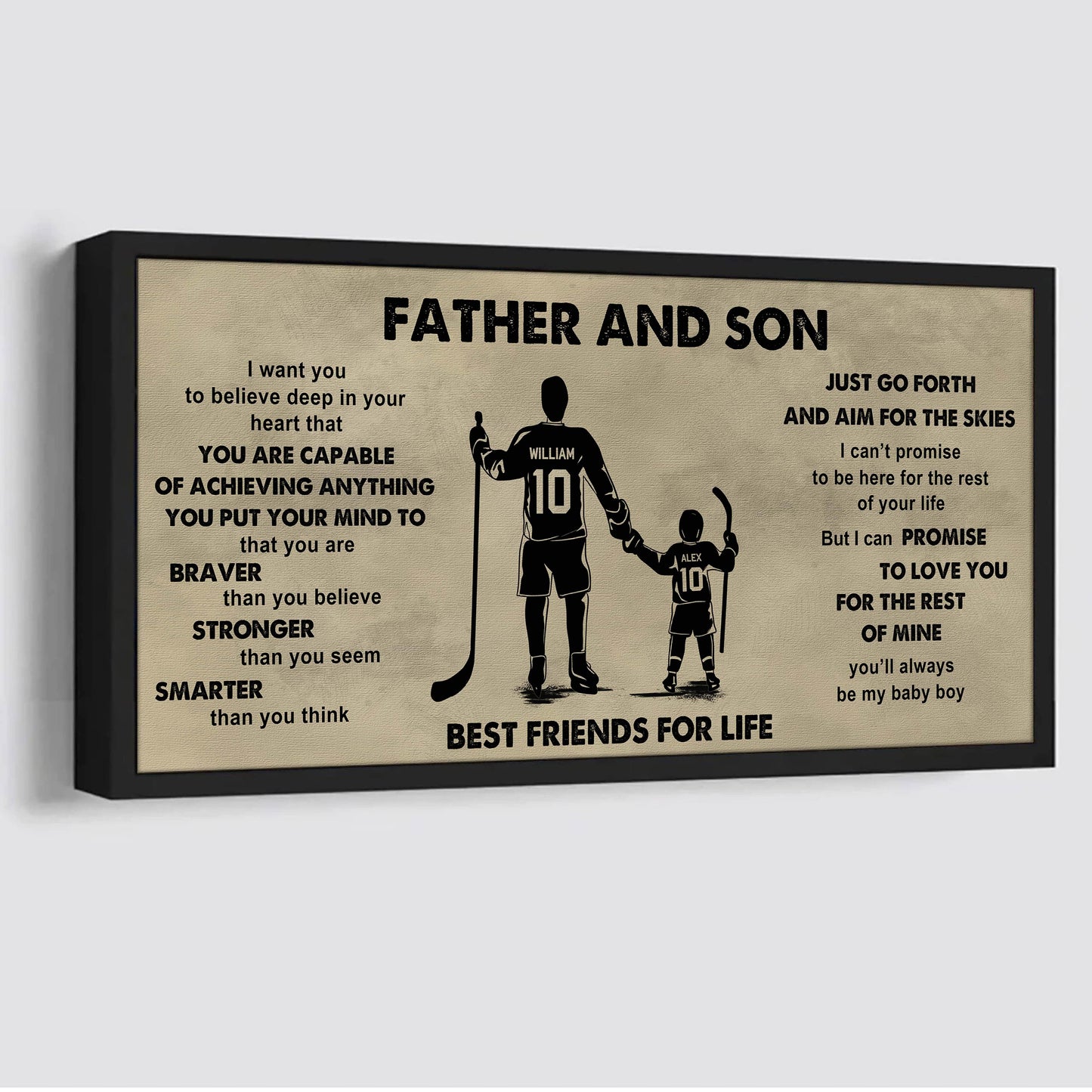 family father and son best friends for life - that you are braver than you believe poster canvas gift for son from father