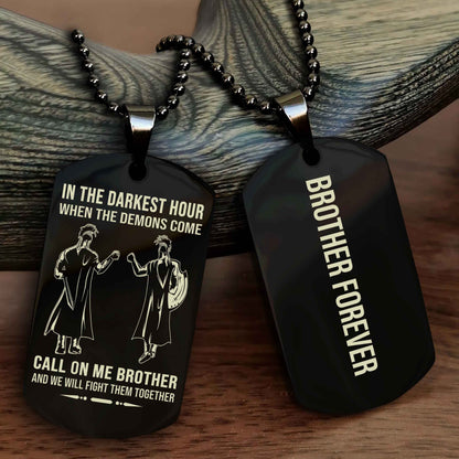 Cowboy Customizable engraved black dog tag double sided gift from brother, brother forevers