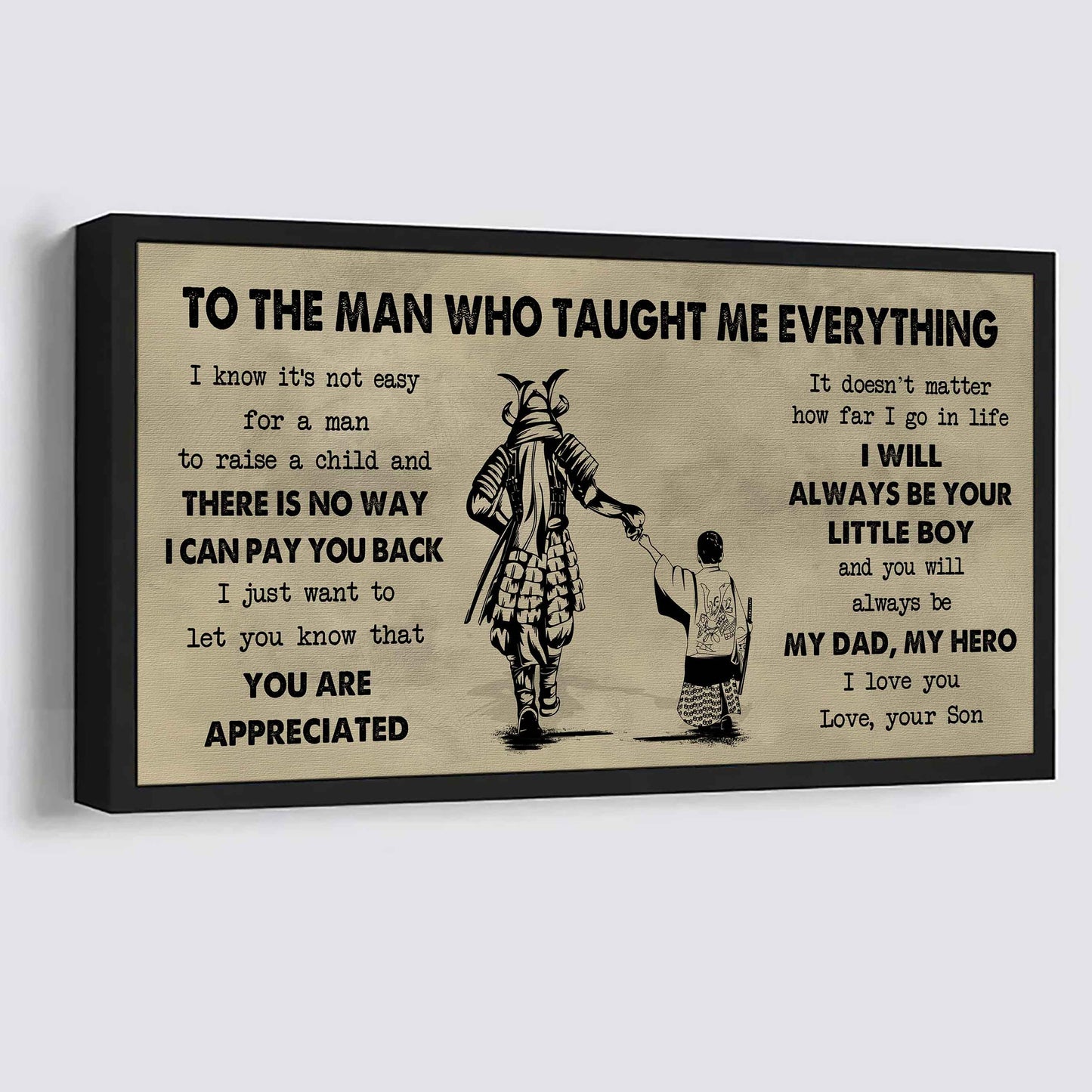 drb to the man who taught me everything - you will always be my hero poster canvas gift for father - photo upload