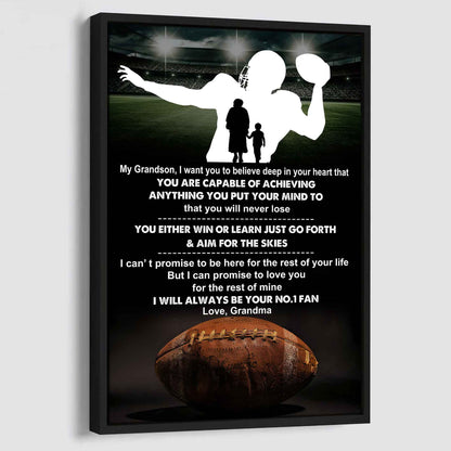 Sport Poster Canvas Grandma To Grandson - That You Will Never Lose You Either Win Or Learn I Will Always Your No 1 Fan