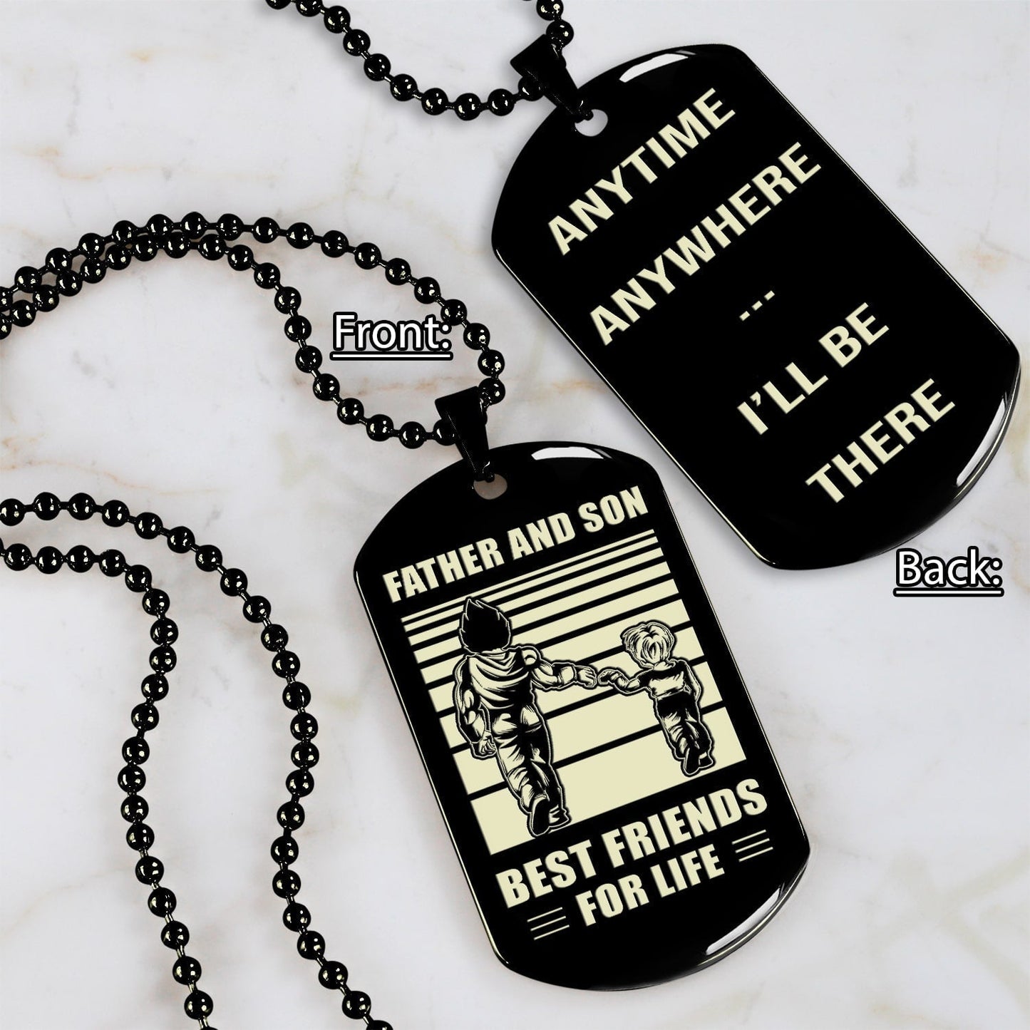 family personalized double sided dog tag father and son best friends for life - message on the back side