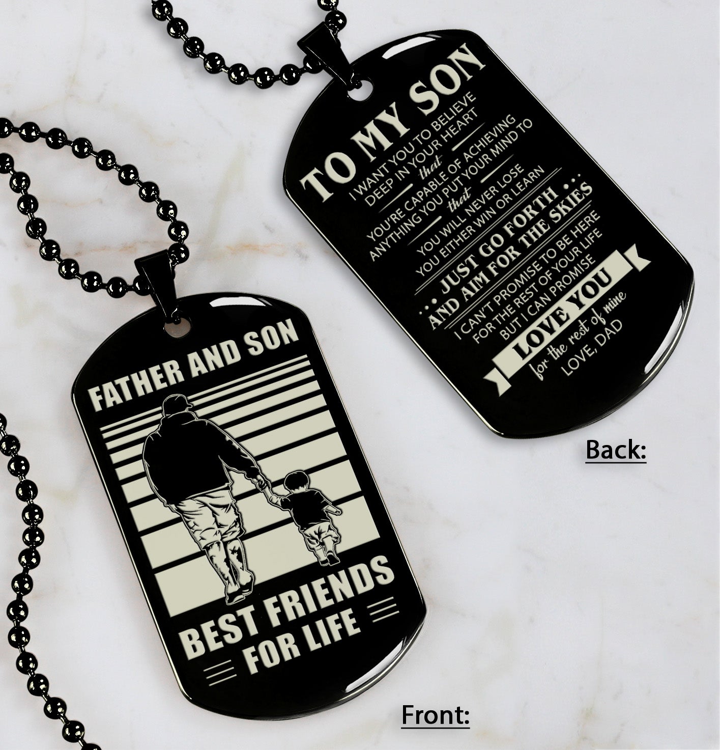 hm12 - customizabled double sided dog tag father and son best friends for life