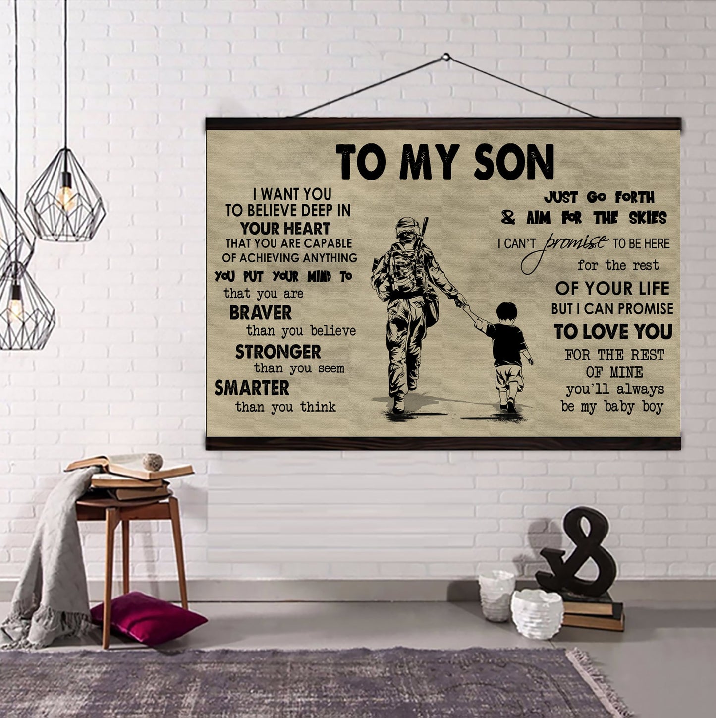 canvas poster dad to son you are braver than you believe you'll always be my baby boy