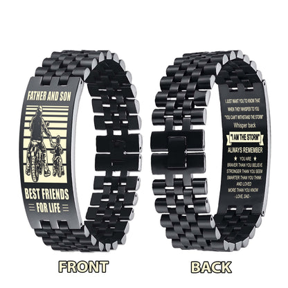 GK STO Personalized Double Sided Bracelet Father And Son Best Friends For Life - Message on the back side