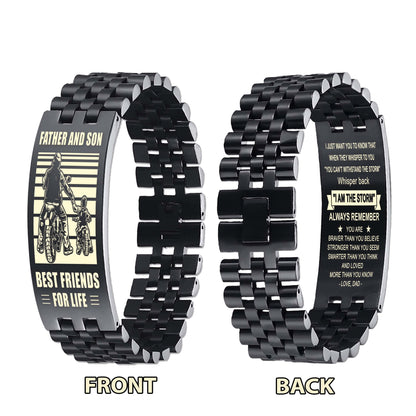 Samurai Personalized Double Sided Bracelet Father And Son Best Friends For Life - Message on the back side