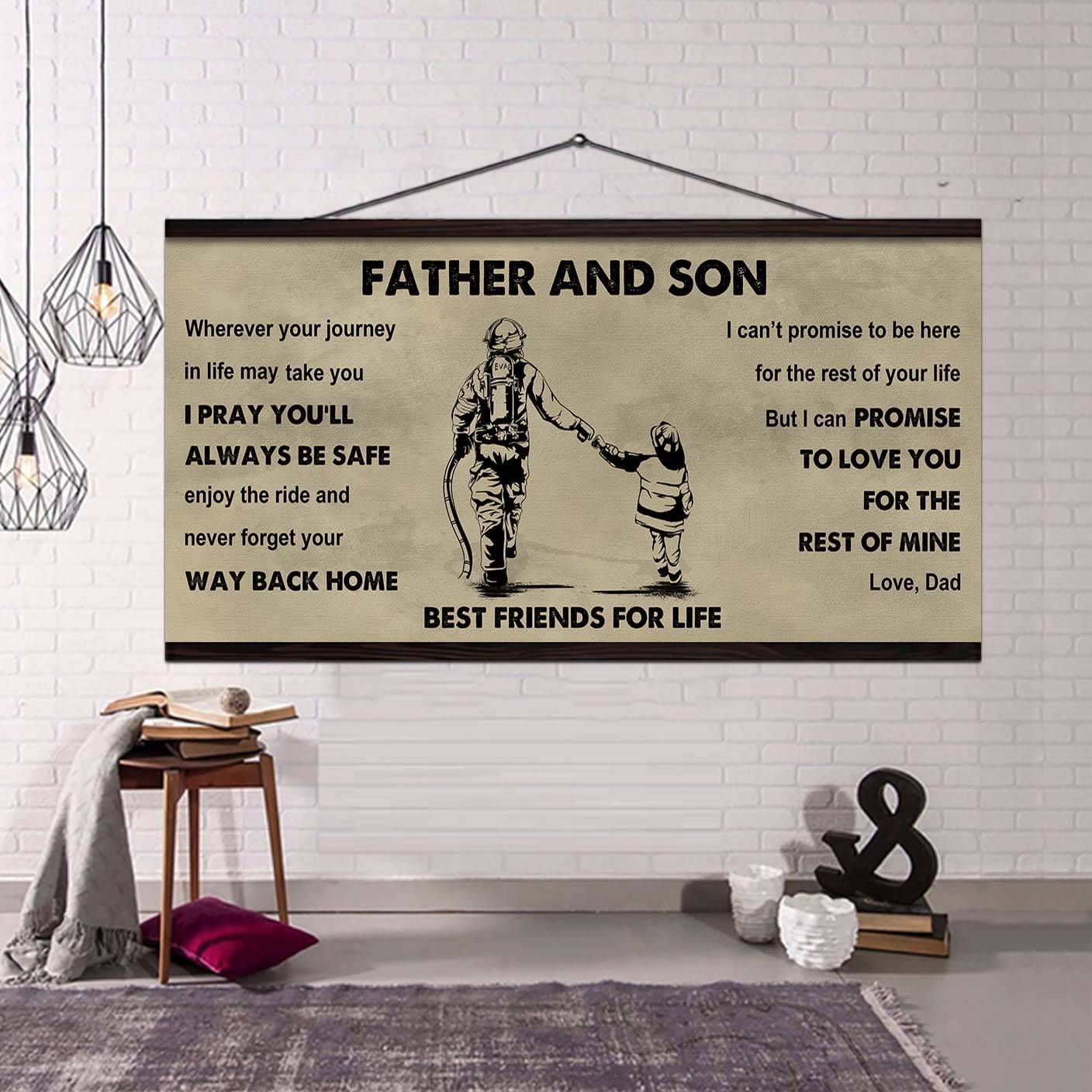 biker father and son best friends for life - ver 2 never forget your way back home poster canvas gift for son from father