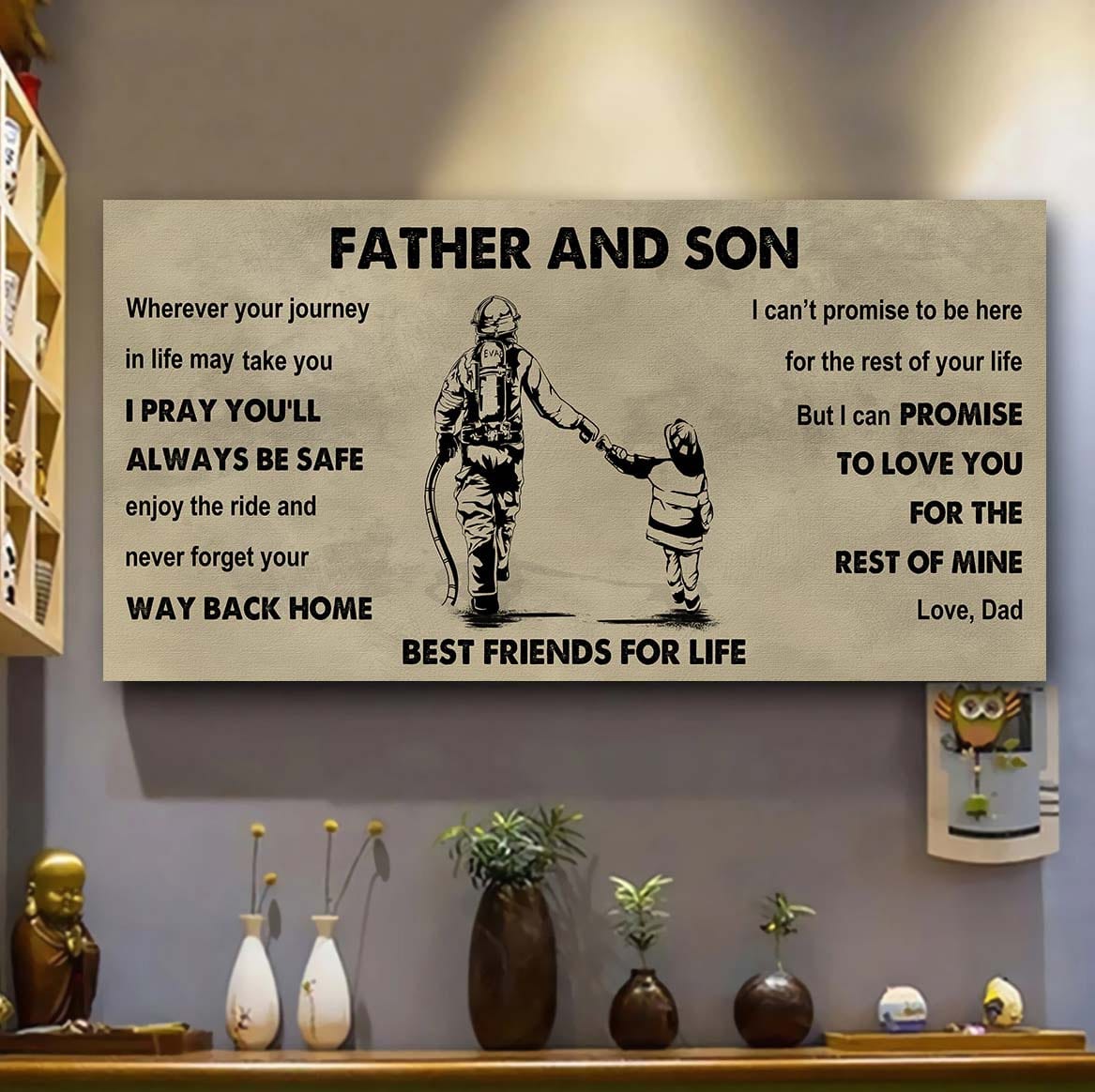 vikings father and son best friends for life - ver 2 never forget your way back home poster canvas gift for son from father