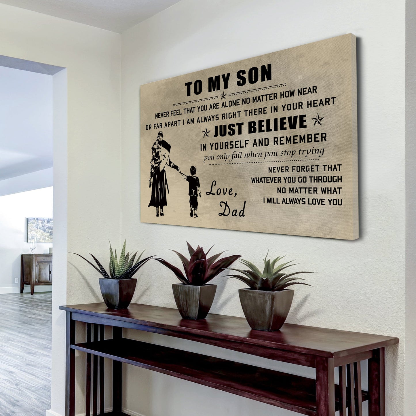 canvas poster dad to son just believe in yourself i will always love you