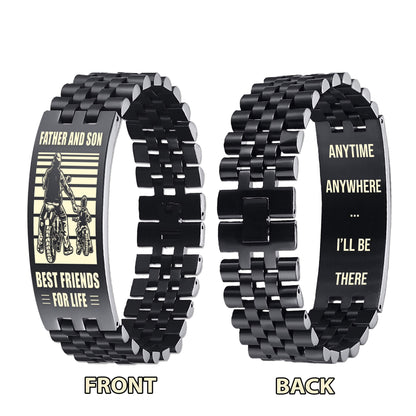 WBH Biker Personalized Double Sided Bracelet Father And Son Best Friends For Life - Message on the back side