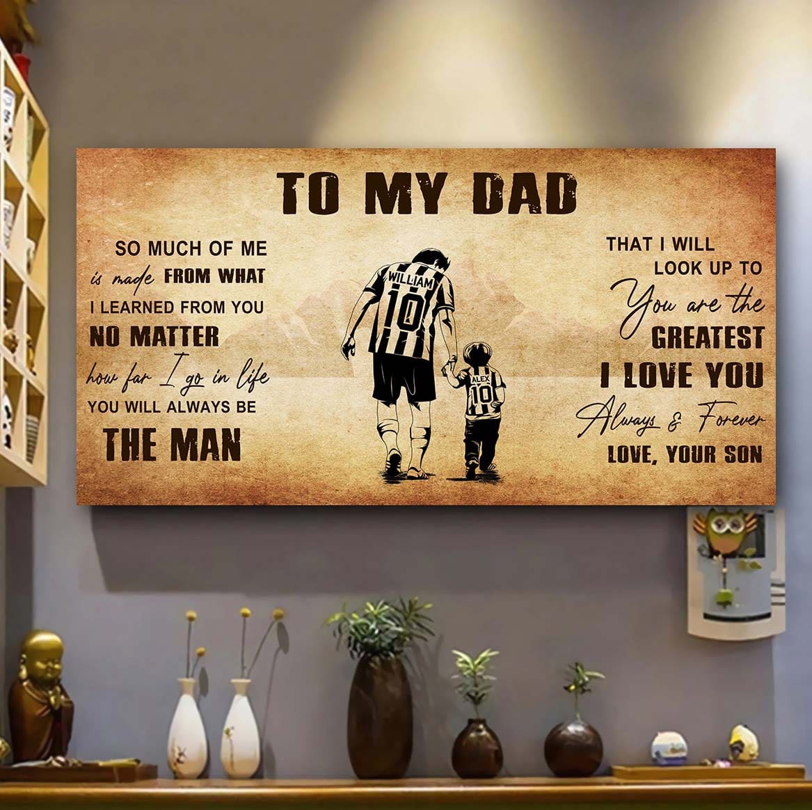 family to my dad - you are the greatest i love you poster canvas from son to father gifts for father