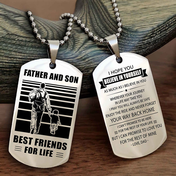 cowboy personalized double sided dog tag to my son i love you - enjoy the ride and never forget your way back home from