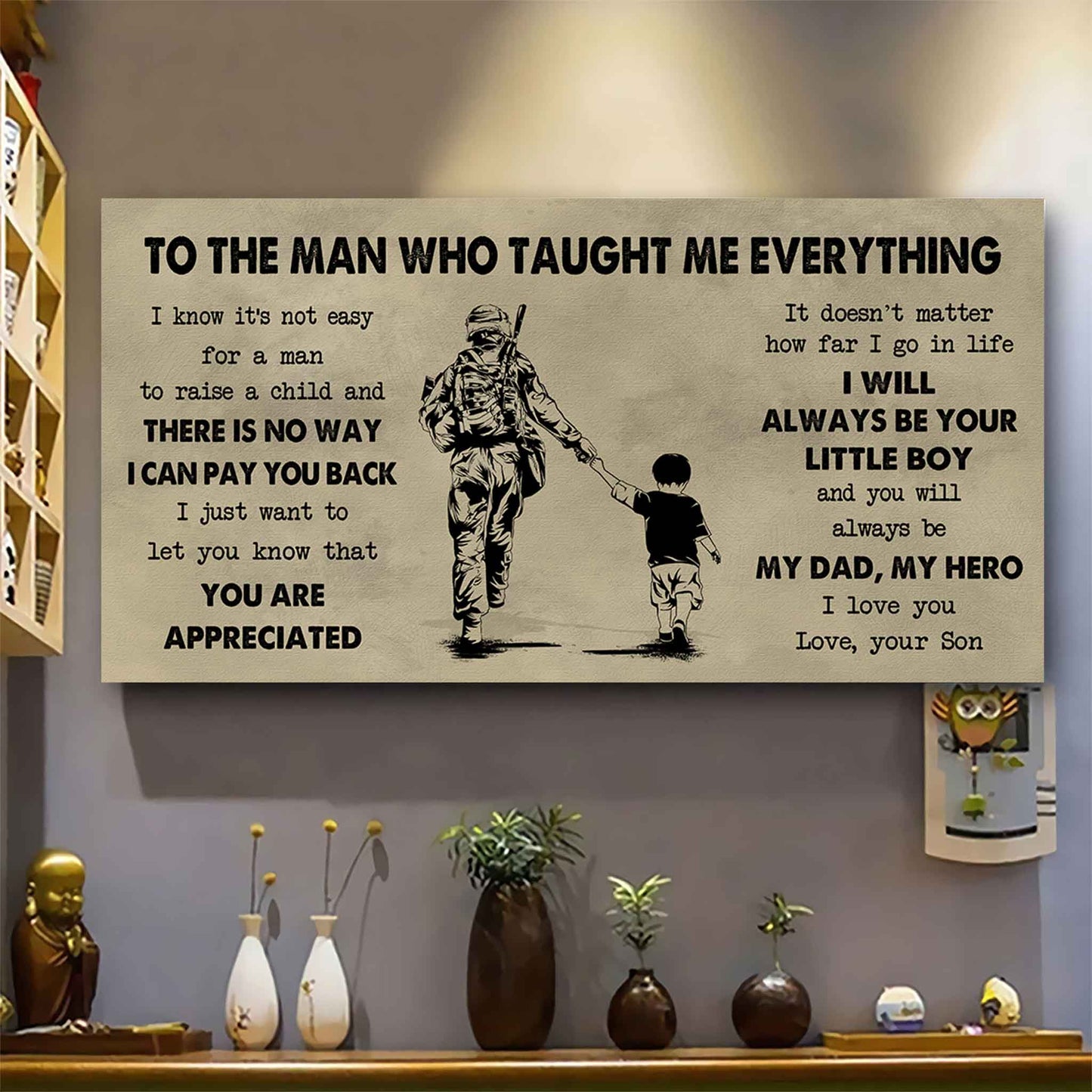 drb to the man who taught me everything - you will always be my hero poster canvas gift for father - photo upload
