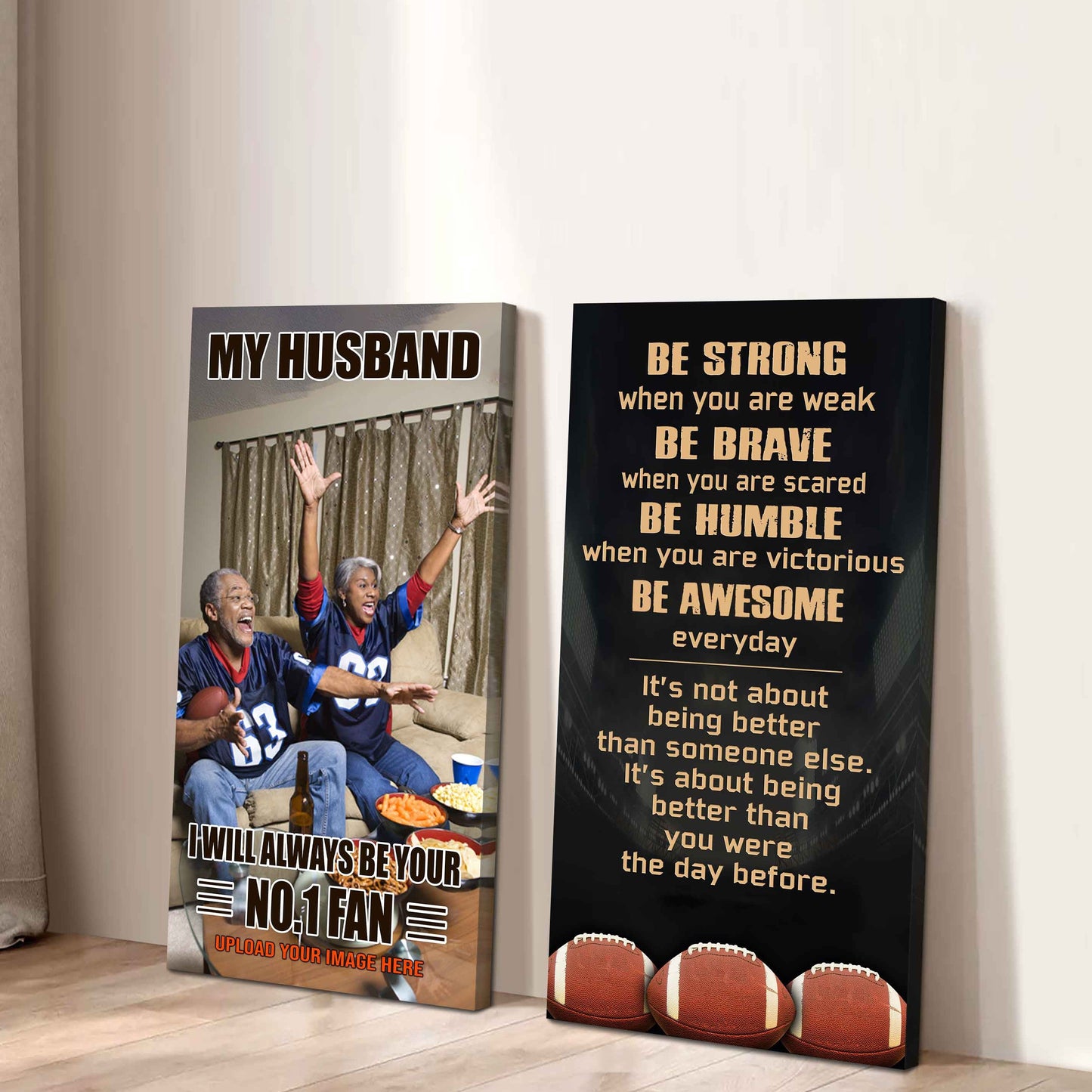 Sport Couple To My Husband Be Strong When You Are Weak Be Awesome Everyday Set 2 Canvas Wall Art