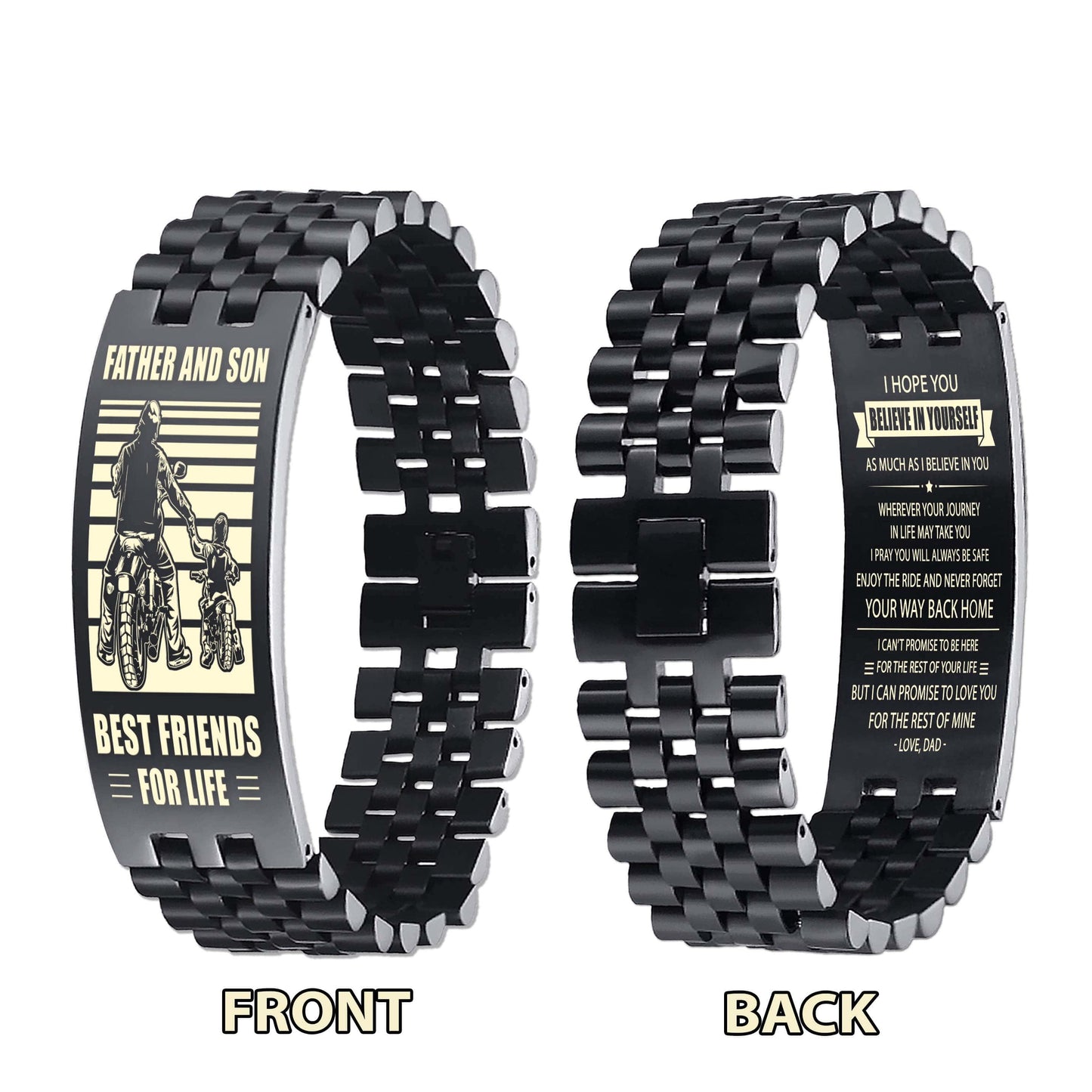 wbh personalized double sided bracelet father and son best friends for life - message on the back side