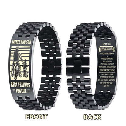 WBH Personalized Double Sided Bracelet Father And Son Best Friends For Life - Message on the back side