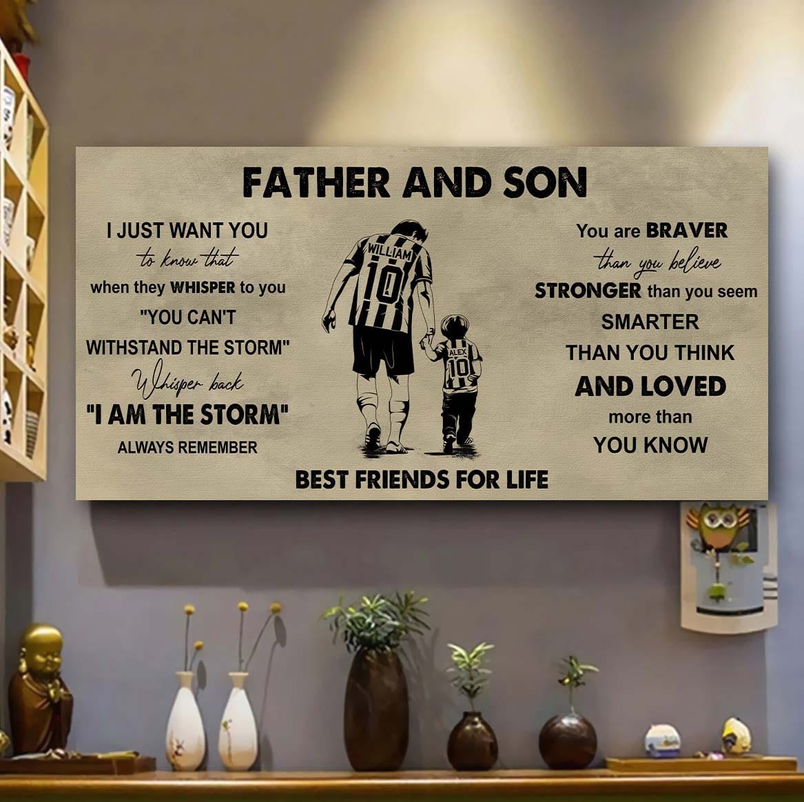 basketball father and son best friends for life - i am the storm poster canvas gift for son from father