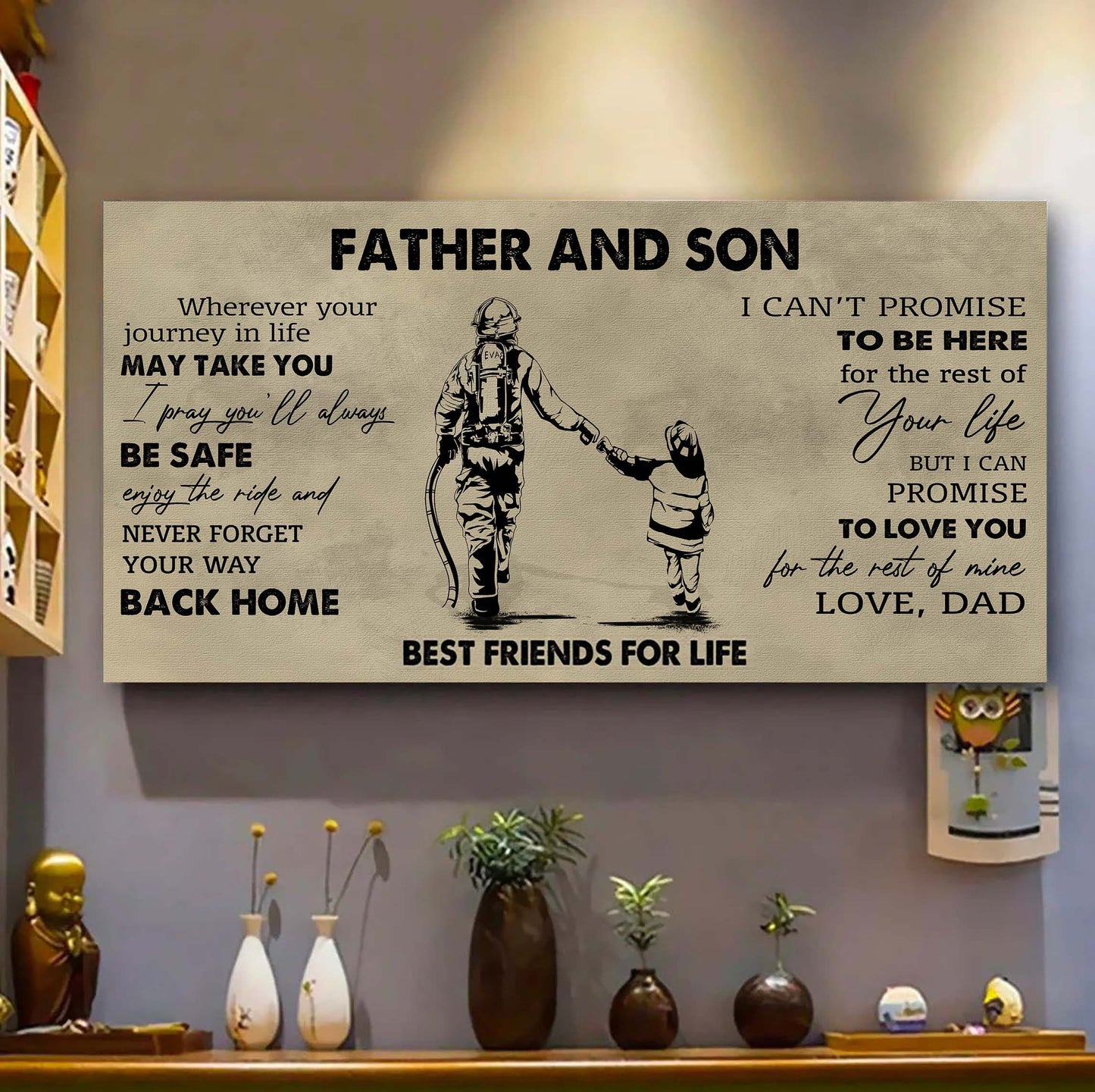 drb father and son best friends for life - never forget your way back home poster canvas gift for son from father-photo upload