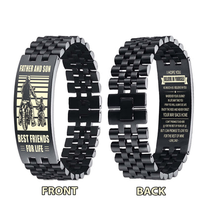 GK STO Personalized Double Sided Bracelet Father And Son Best Friends For Life - Message on the back side