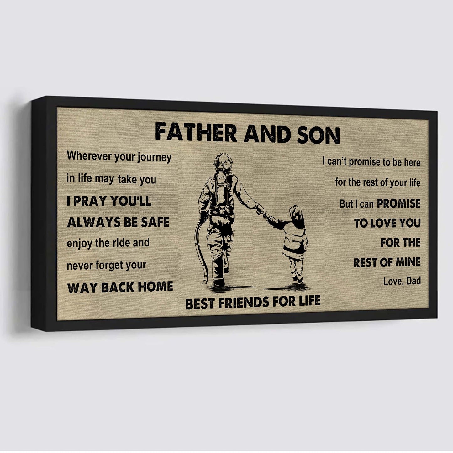 drb vgt father and son best friends for life - ver 2 never forget your way back home poster canvas gift for son from father