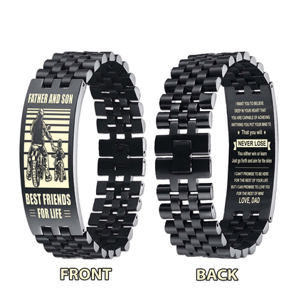 GK STO Personalized Double Sided Bracelet Father And Son Best Friends For Life - Message on the back side