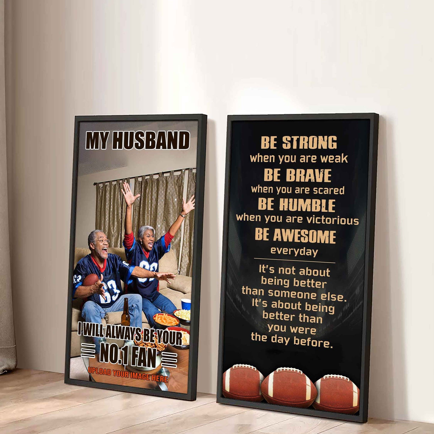 Sport Couple To My Husband Be Strong When You Are Weak Be Awesome Everyday Set 2 Canvas Wall Art