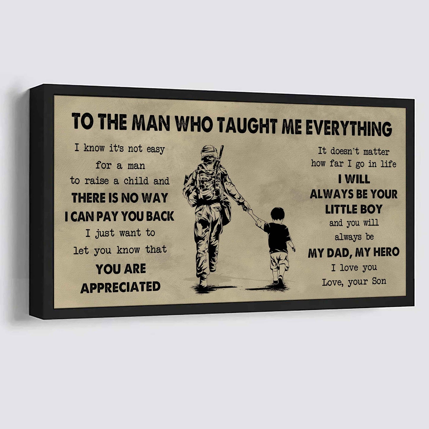 drb to the man who taught me everything - you will always be my hero poster canvas gift for father - photo upload