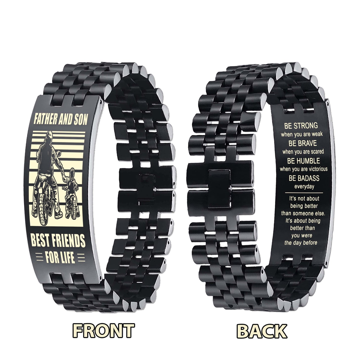 nvl vikings personalized double sided bracelet father and son best friends for life - message on the back side