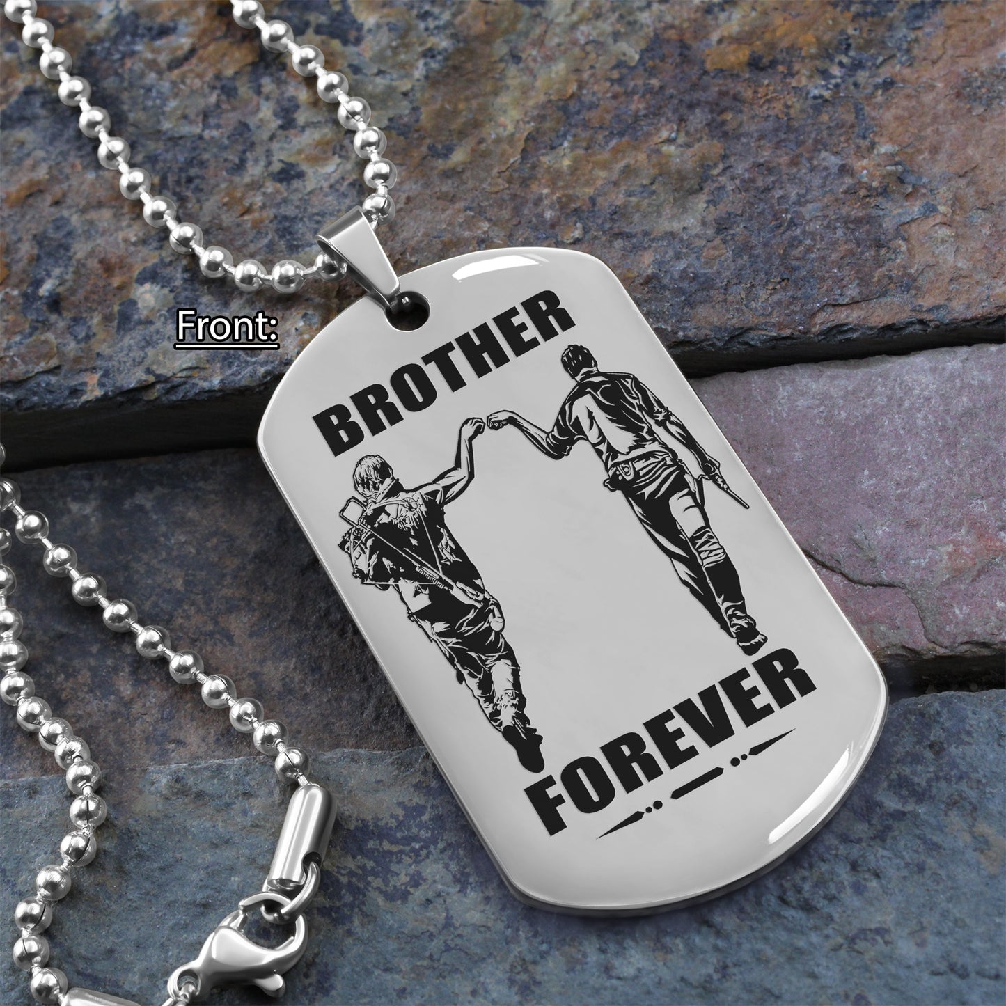 op engraved double sided dog tag gift from brother, in the darkest hour, when the demons come call on me brother and we will fight them together, brother forever