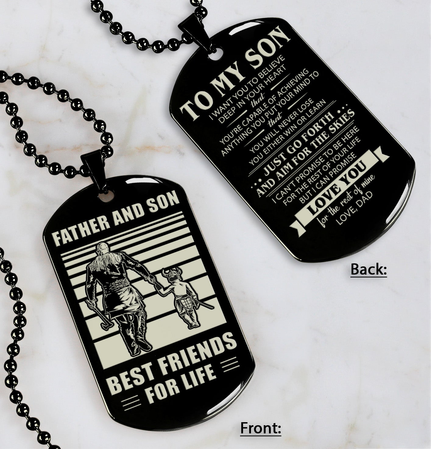 hm12 - customizabled double sided dog tag father and son best friends for life