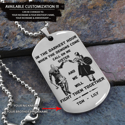 Ver3 Vikings customizable engraved black dog tag double sided gift from brother, brother forever