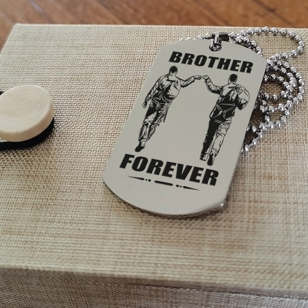 soldier customizable engraved black dog tag double sided gift from brother, brother forever