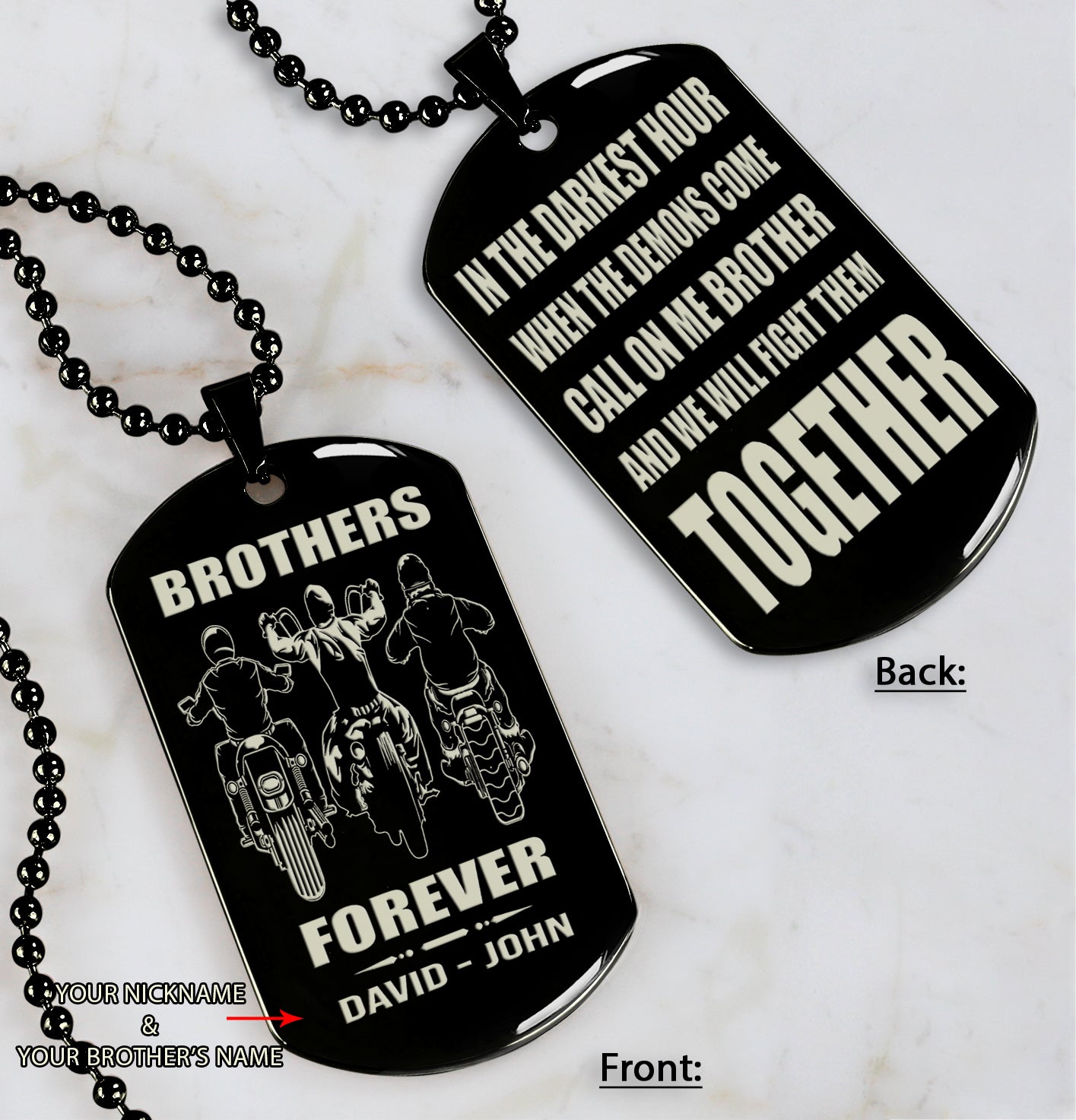 all team engraved double sided dog tag call on me brother gift for brother dog tag for brother