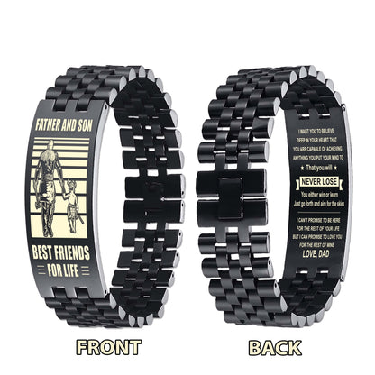 STO Vikings Personalized Double Sided Bracelet Father And Son Best Friends For Life - Message on the back side