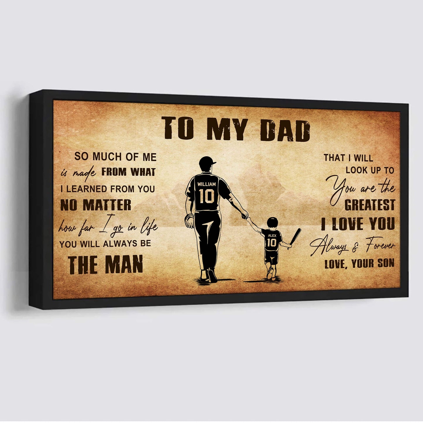 family to my dad - you are the greatest i love you poster canvas from son to father gifts for father