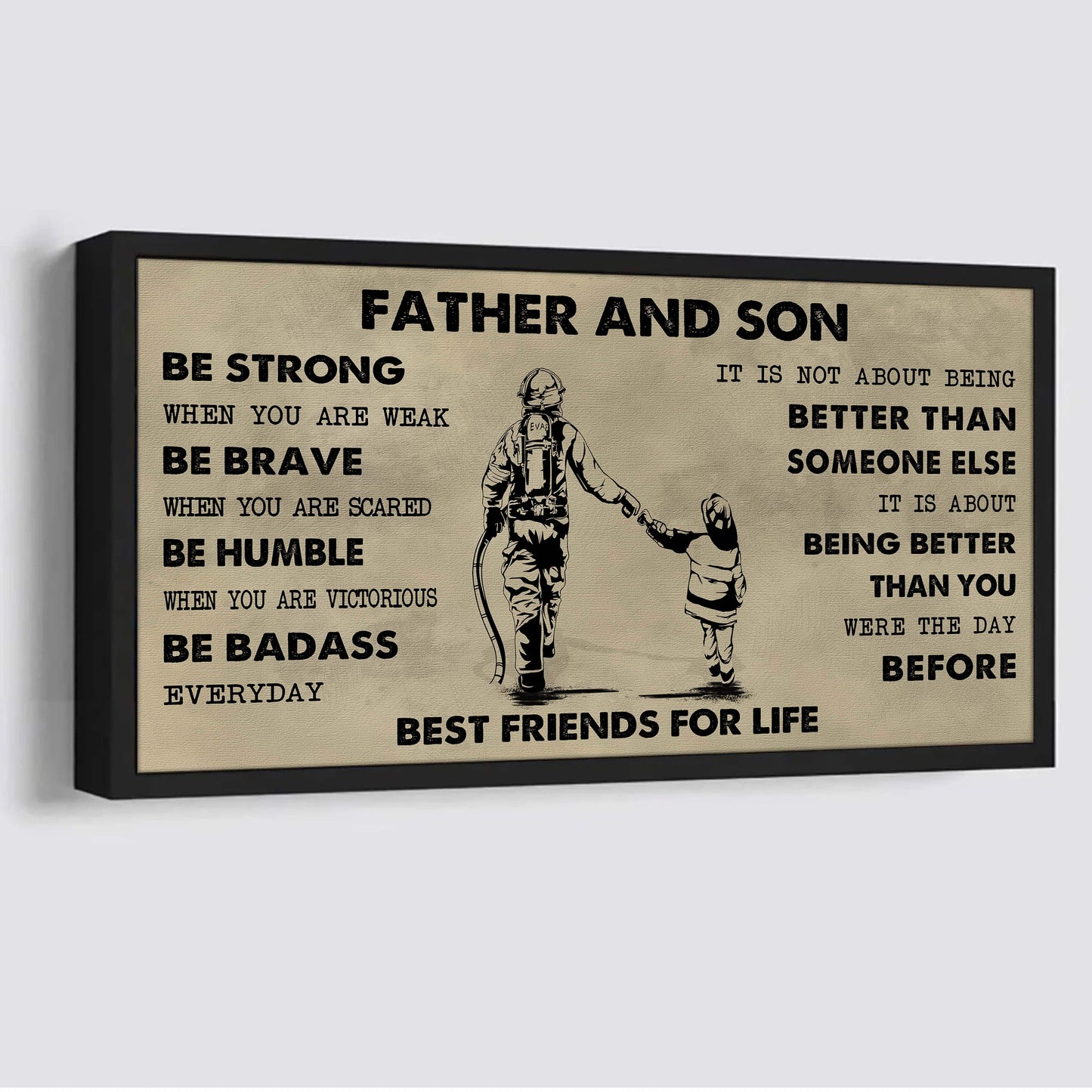 biker father and son best friends for life - be strong when you are weak poster canvas gift for son from father