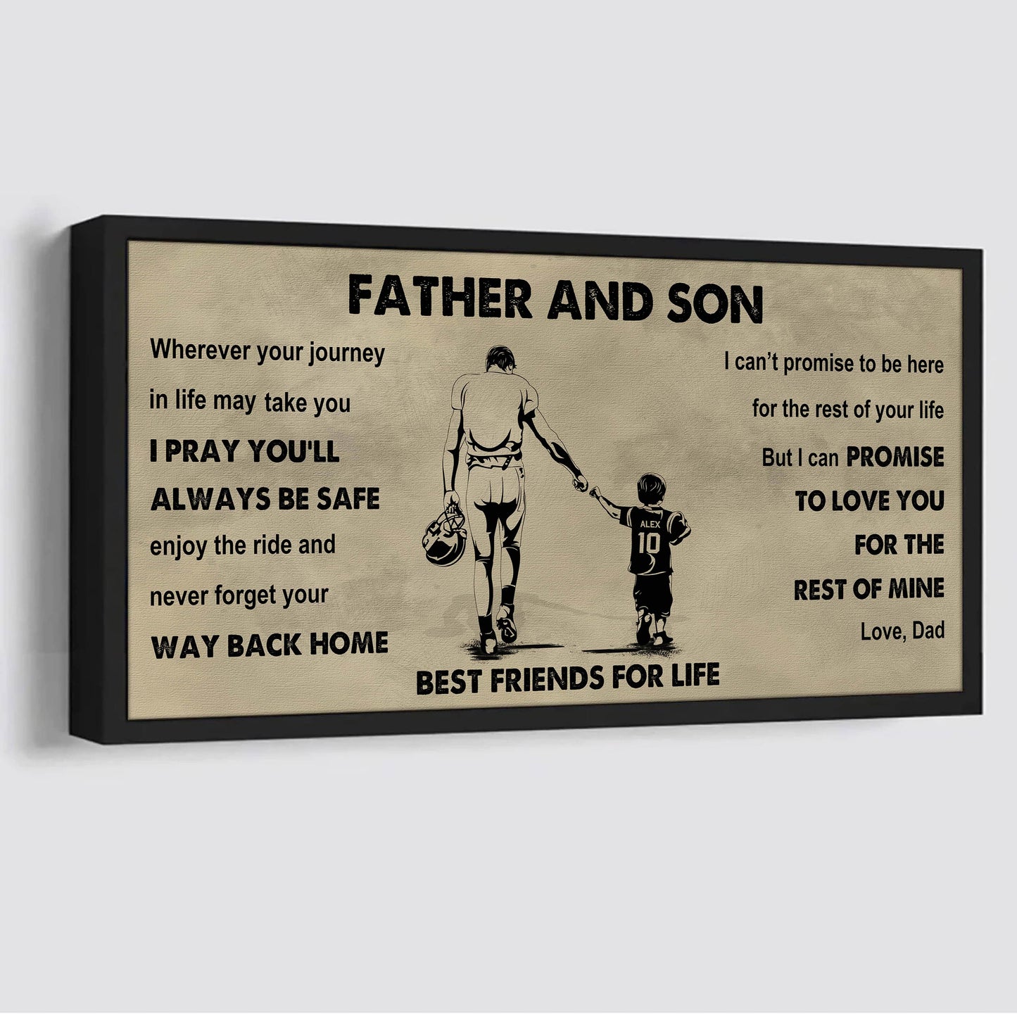 sport-family father and son best friends for life - ver 2 never forget your way back home poster canvas gift for son from father