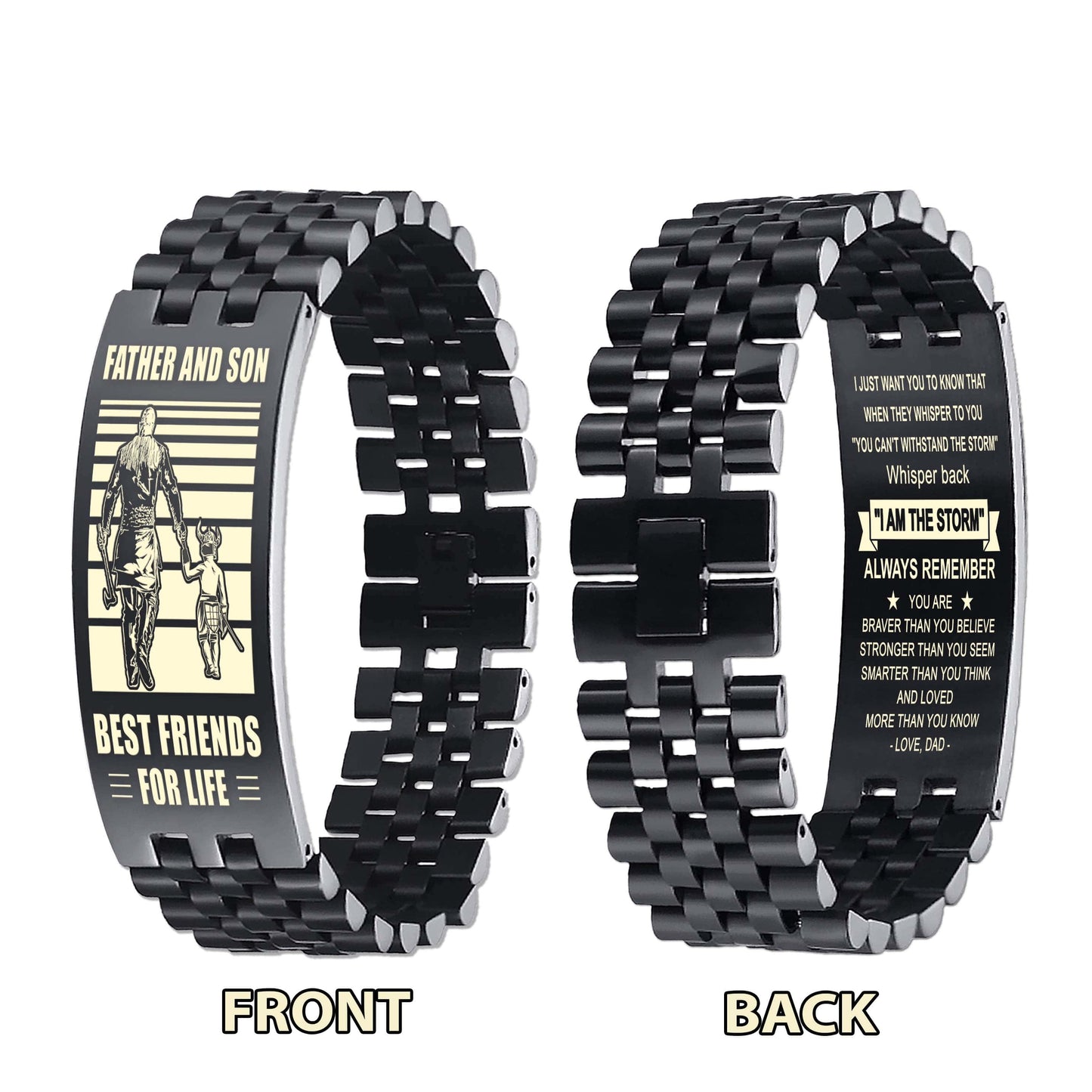 nvl biker personalized double sided bracelet father and son best friends for life - message on the back side