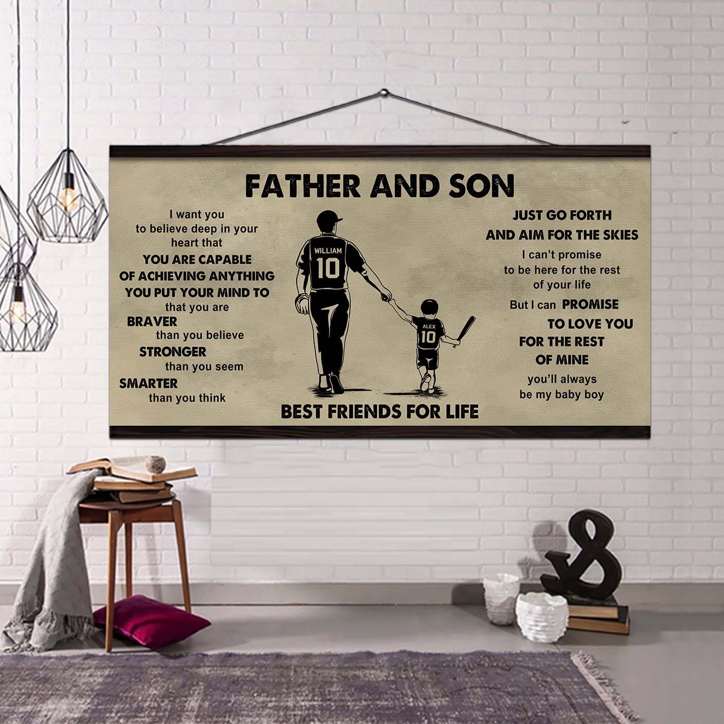 family father and son best friends for life - that you are braver than you believe poster canvas gift for son from father