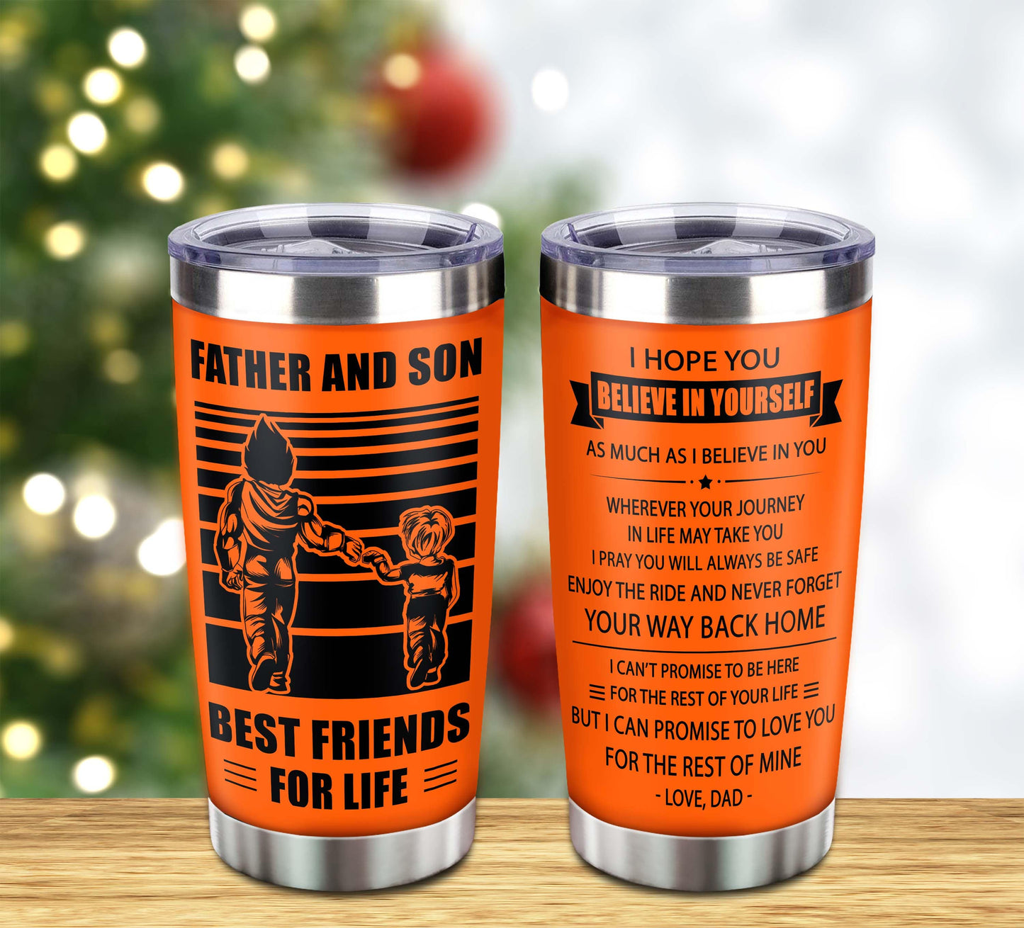 sto customizable drb tumbler, gifts from dad to son father and son best friend for life with inspriration message