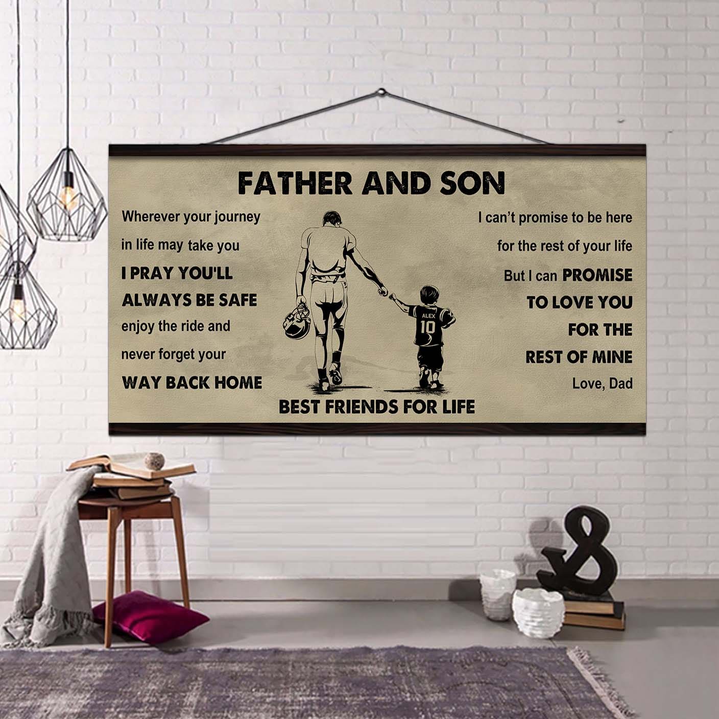 sport-family father and son best friends for life - ver 2 never forget your way back home poster canvas gift for son from father