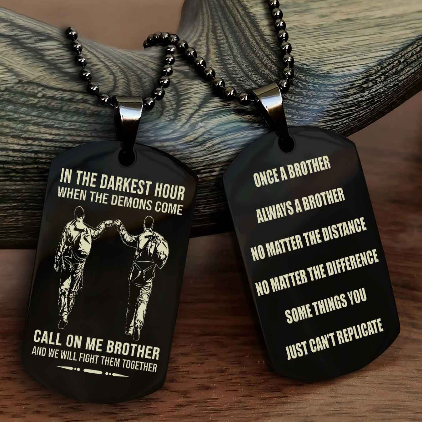 Viking Customizable engraved dog tag double sided gift from brother Once A Brother Always A Brother