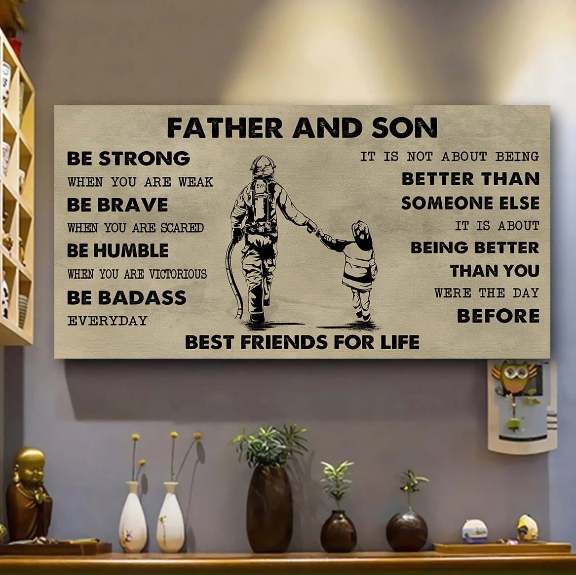 biker father and daughter best friends for life - be strong when you are weak poster canvas gift for daughter from father-photo upload