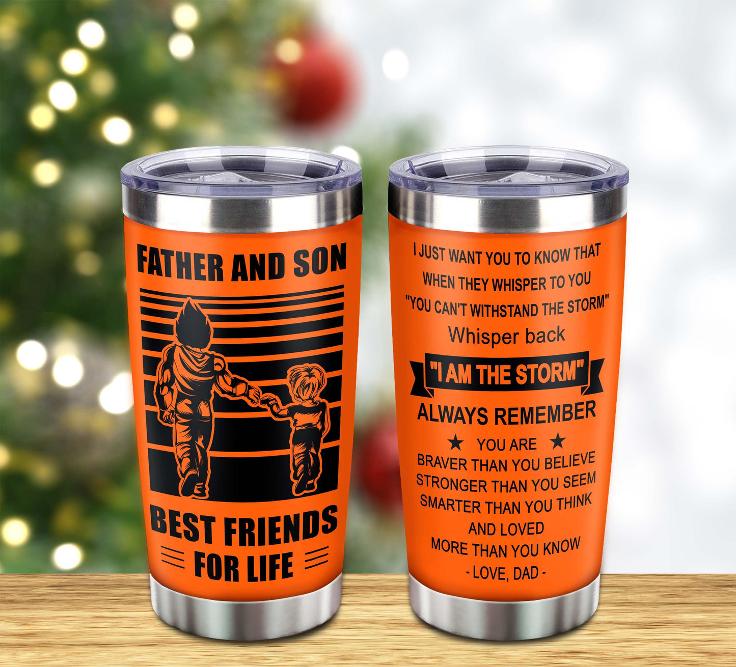 customizable drb tumbler, gifts from dad to son father and son best friend for life with inspriration message