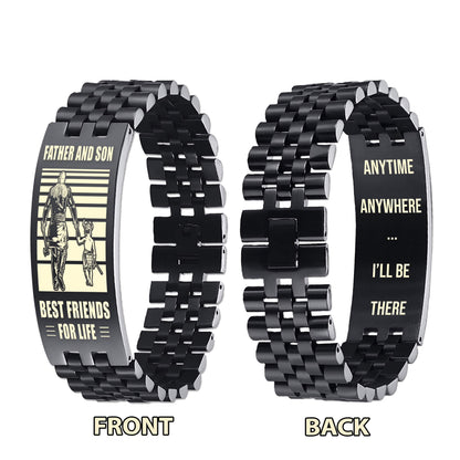 GK STO Personalized Double Sided Bracelet Father And Son Best Friends For Life - Message on the back side